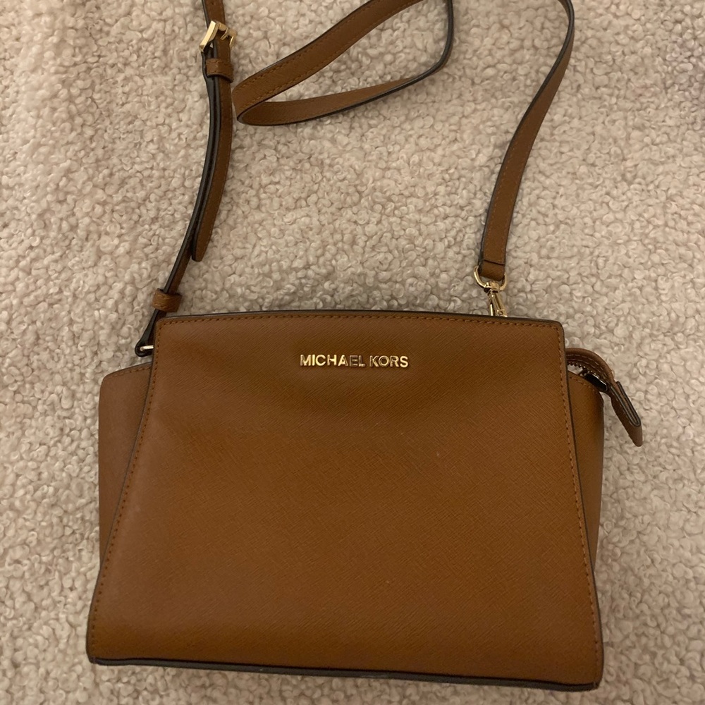 Michael Kors brown leather crossbody bag